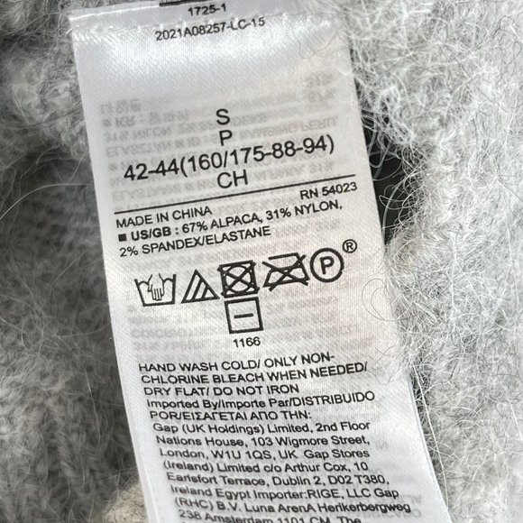 BANANA REPUBLIC Womens S Fair Isle Gray Mutli Alpaca Soft Funnel Neck Sweater - Picture 11 of 12